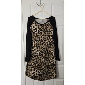 Lissome Lounge Wear Womans Long Sleeve Leopard Print,  Size Large